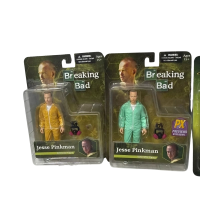 SET OF 2 BREAKING BAD AF MEZCO JESSE PINKMAN PREVIEWS EXCLUSIVE & REG ACTION FIG
