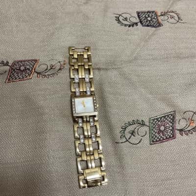 Elite Womens Jeweled Gold Watch 