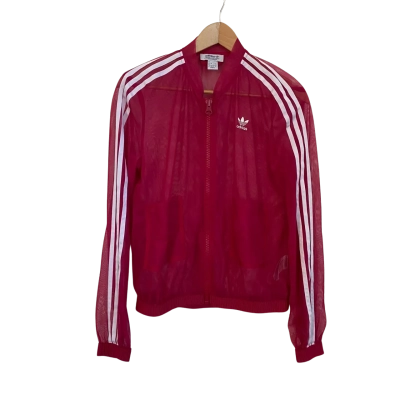 Adidas Womens  Size 8 Sheer Jacket Pink  / White 