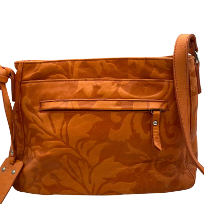 NWOT Valentina Genuine Leather Womens Handbag Orange Print  30 x 20 x 10 cm     HB1