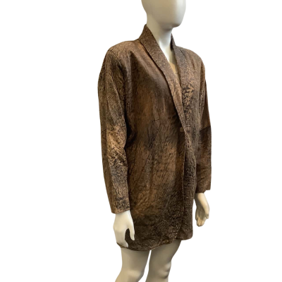 `Vintage’  In Action Womens Size S One Button Leather Jacket Brown Mix