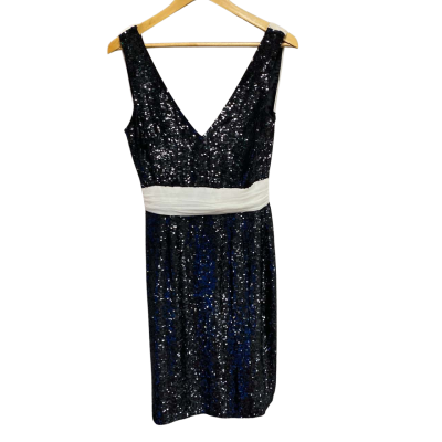 Rachel Gilbert Womens  Size 1 Sequinned Cocktail Dress Black  / White 
