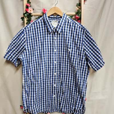 Mens Driza-Bone Blue Checkered Short Sleeve Shirt Size L