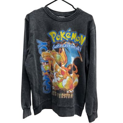 UNCLE RECO Size S Pokemon Charizard Vintage Look Washed Long Sleeve 