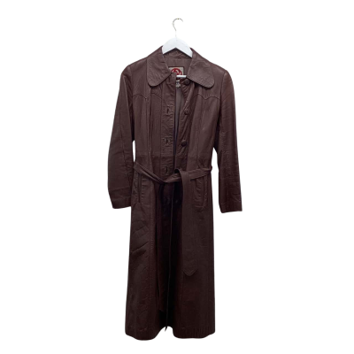 PLANNET Leather Size 12 Stunning Rich Brown Leather Trenchcoat