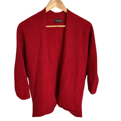  Merino Snug open cardigan - Size M Cardigan Red wool, possum fur