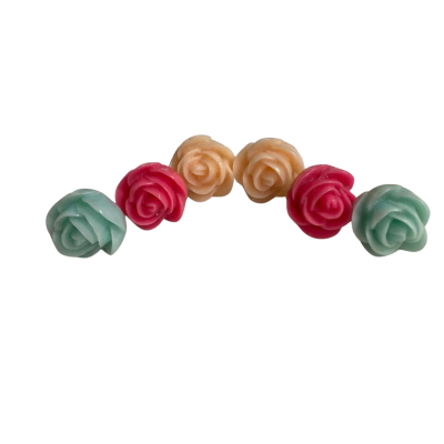  Womens Set of 3 Earrings Peach / Pink  / Turquoise Roses 