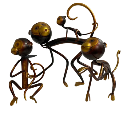 Three Metallic Monkey Statues