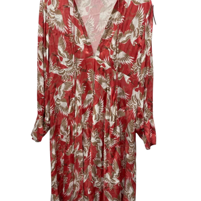  Womens  Size 14 Casual Dress Brown / Coral / White 