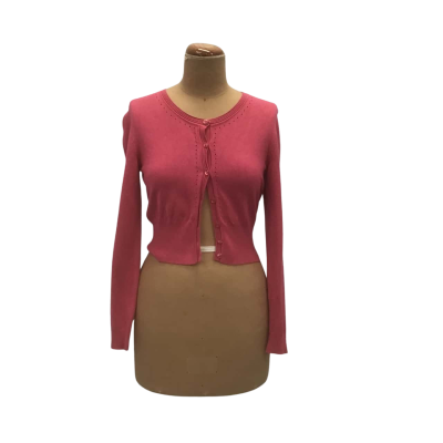 Review Crew Neck Cardigan Size 10 Pink  