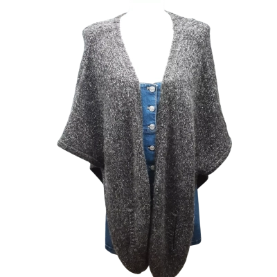 Talamaya size s grey white heathered relaxed fit wool mohair cotton blend open side cardigan with pockets
