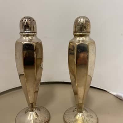 Perfection Vintage Art Deco Silver Plated Salt and Pepper Shaker 