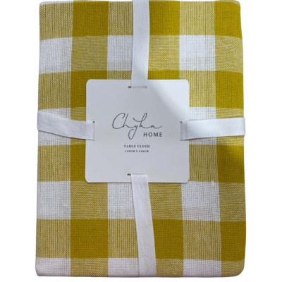 Chyka Home Gingham Table Cloth 150x250cm Mustard - Brand New With Tags!