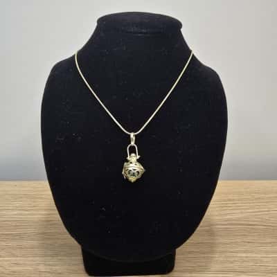 Harmony Ball Sterling Silver Pendant W/ Red Gem