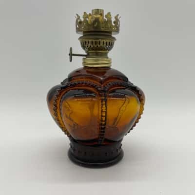 Retro Amber Glass Oil Lamp [B#28]