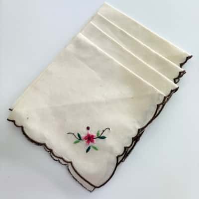 Vtg. Handkerchief Set of 4 Hand Embroidered 