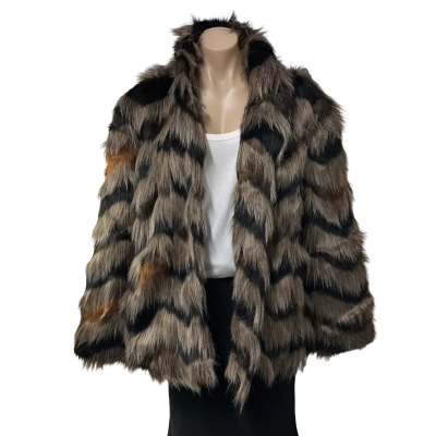 Kaleidoscope Womens Size 48 Beige / Black  / Brown Pattern Faux Faux Coat (new)
