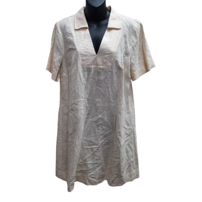 New With Tags SUSSAN Cream Colour 100% Linen Short Sleeve Dress in Size 10  Orrp $109.95