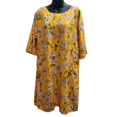 MEGUMI Size M 100% Linen 7/8 Sleeve Length Dress Tunic With Front Pockets