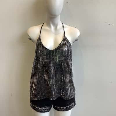 Chelsea.28 Women's Size M Metallic Tank Top Silver 