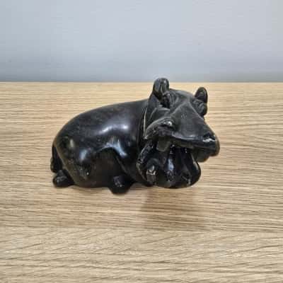 Hand Carved Polished Stone Hippo