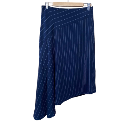 DKNY Navy/White Pinstriped Asymmetrical Skirt Size 6