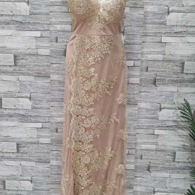  Womens  Size 8 Maxi Dress Gold 