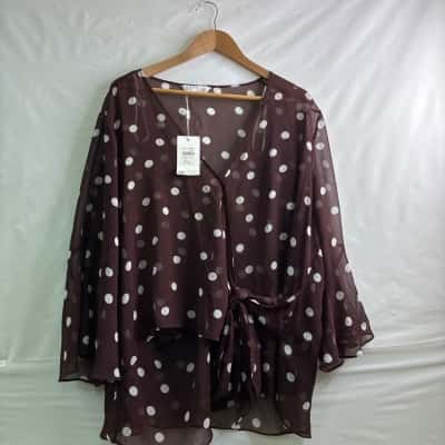 Estelle Womens  Size 24 Short Sleeve Top Brown 