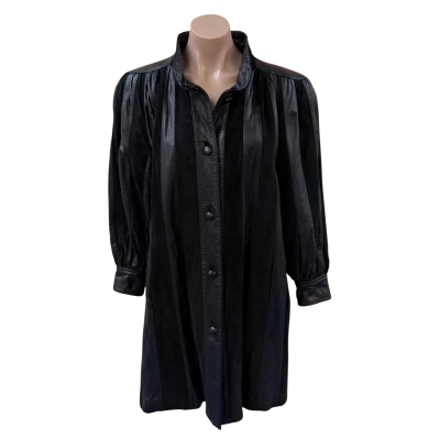 1980s Vintage ALBAN Pelle Suede Panelled Leather Coat (Size M)
