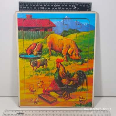 28pcs Vintage Made In Korea Farm Puzzle 
