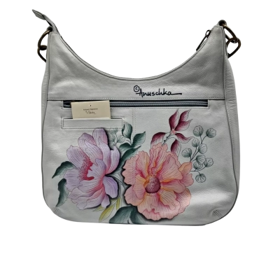 ANUSCHKA SILVER FEVER FLORAL GENTLE GIANT HANDBAG WITH HOBOSIDE POCKETS