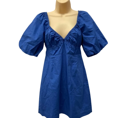 Lulu & Rose Womens  Size M Eleanor Puff SleeveMini Dress Blue 