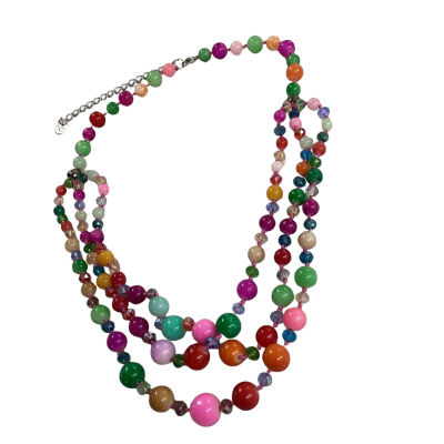 TS Multicolour Triple-Strand Beaded Necklace