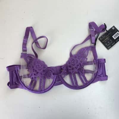 Bras N Things Purple Tabitha 1/2 Cup Bra  Size 10 
