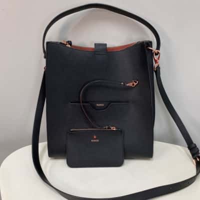 Mimco Womens Handbag / Shoulder Bag Black  / Rose Gold 