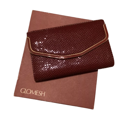 Vintage 1970s GLOMESH Burgundy 2-Way Clutch & Shoulder Bag with Box – Made in Australia