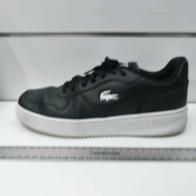 Lacoste L001 Men's Black Leather Sneakers Size 8Uk PreOwned As Is 