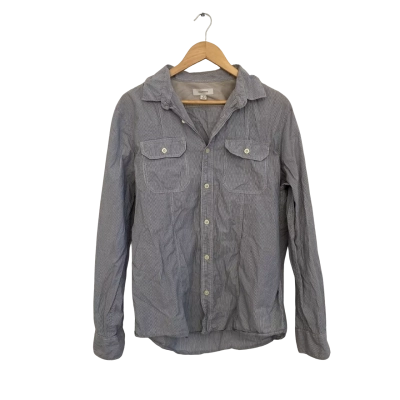 Country Road Mens  Size L Long Sleeve Shirt Black  / Pinstriped / White 