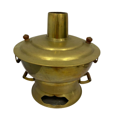 Vintage Brass Chinese Charcoal Hot Pot / Fondue Pot