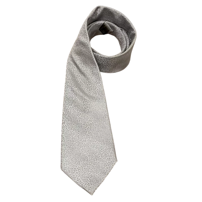 Calvin Klein Mens 100% Silk Tie Silver 