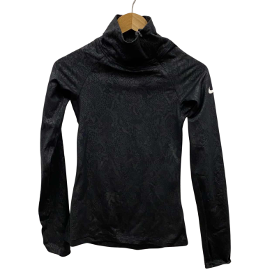 Nike PRO Dri-Fit Women's High Neck Top Crossed Zip Size XS Black  