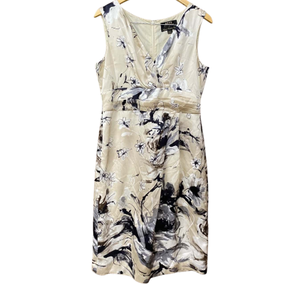 RSVP Perri Cutten Womens Size 14 Floral Pattern Beige/Black Silk Dress   