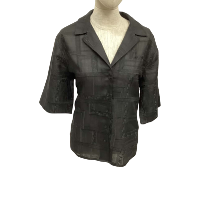 Country Road Womens  Size 12 3/4 Sleeve Top Black  With Collar