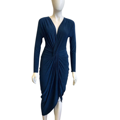 Sheike Women's Size 10 Long Sleeve Midi Dress Dark Blue 