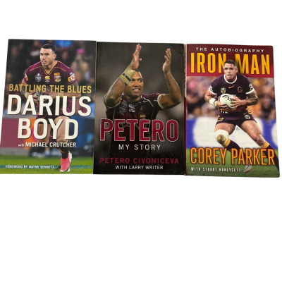 Brisbane Broncos Rugby League Paper Back Book Bundle 