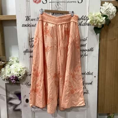 Free People Brand! BNWT RRP $168.00 USD!! QUALITY BOHEMIAN STYLE WIDE LEG PANT! Womens  Size XL Wide Leg Pants Orange 