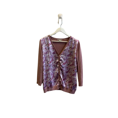 Laura Ashley Womens  Size L Button-down Silk-blend Cardigan Pink Floral   