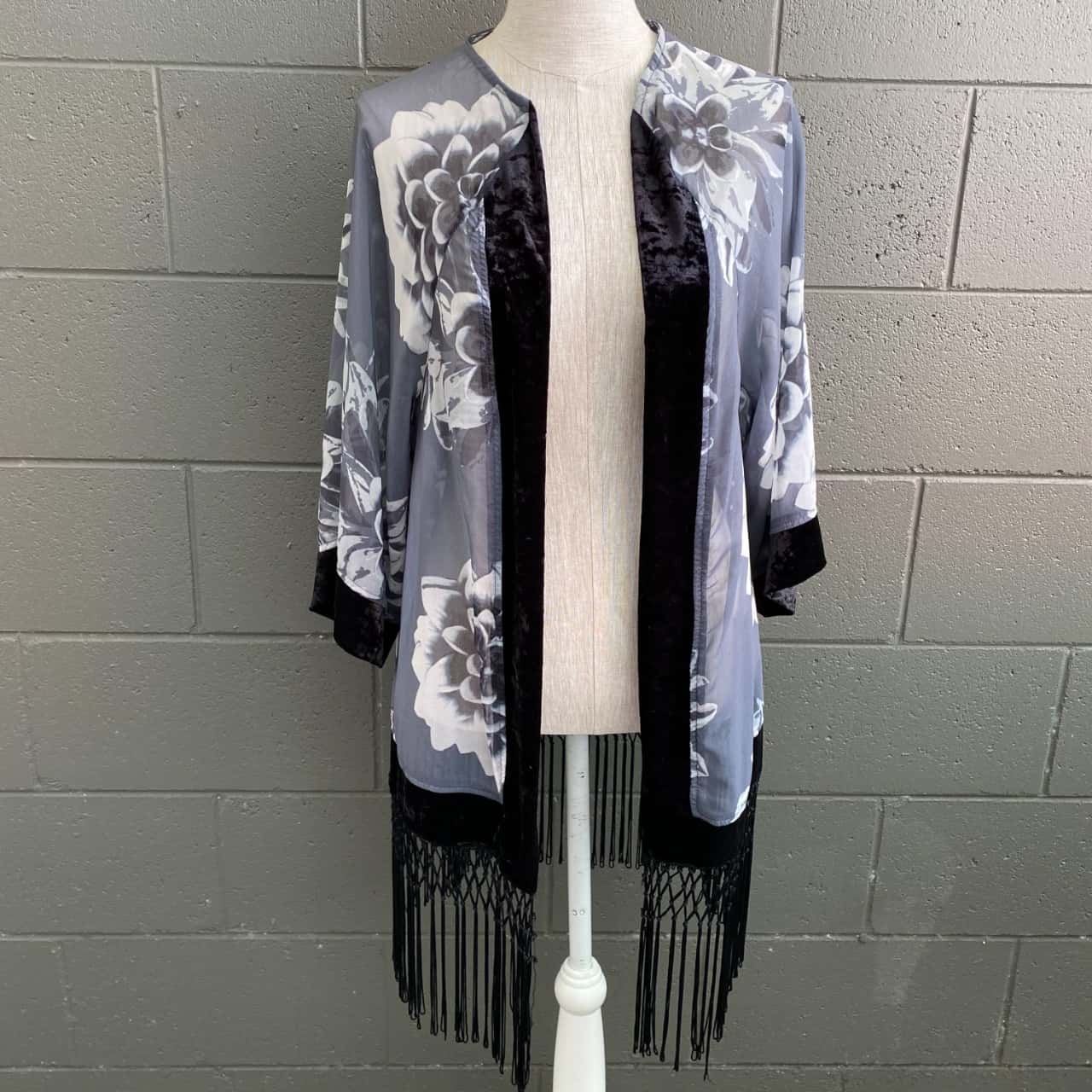 Dotti Womens Shawl Jacket Size 6 Black / Grey