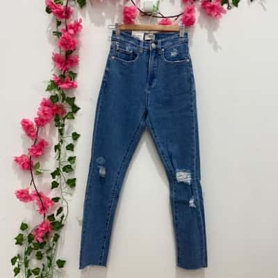 Ziggy Denim Womens Super High-Waisted Slim Fit Jeans Size 24 Blue 