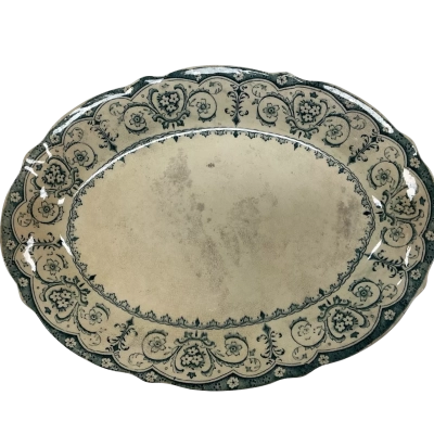 Vintage green/ white platter